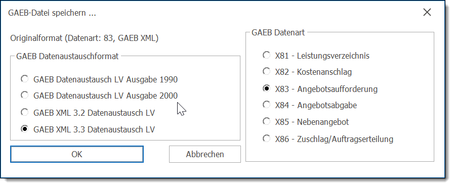 GAEB_Speichern_unter
