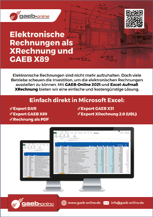 GAEB-Online 2021 PDF Flyer Excel-Aufmaß-XRechnung laden