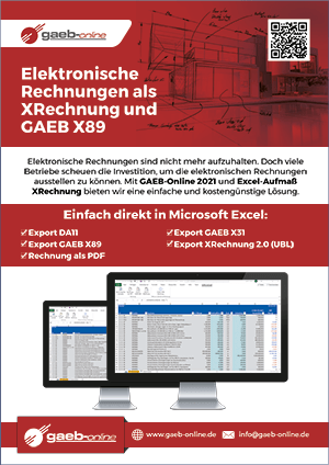 GAEB-Online 2025 PDF Flyer Excel-Aufmaß-XRechnung laden