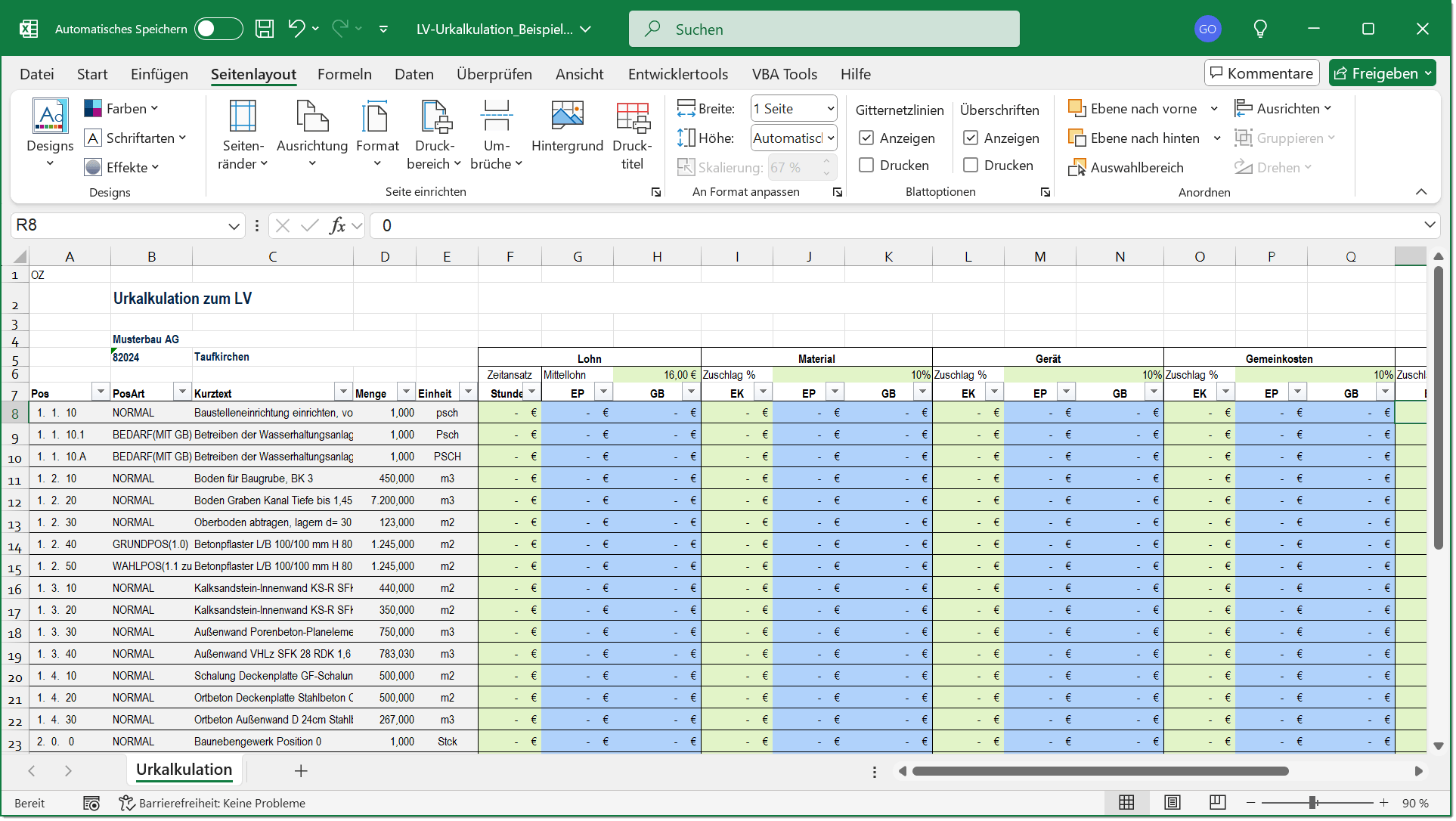 GAEB-Online 2025 – GAEB Urkalkulation in Excel