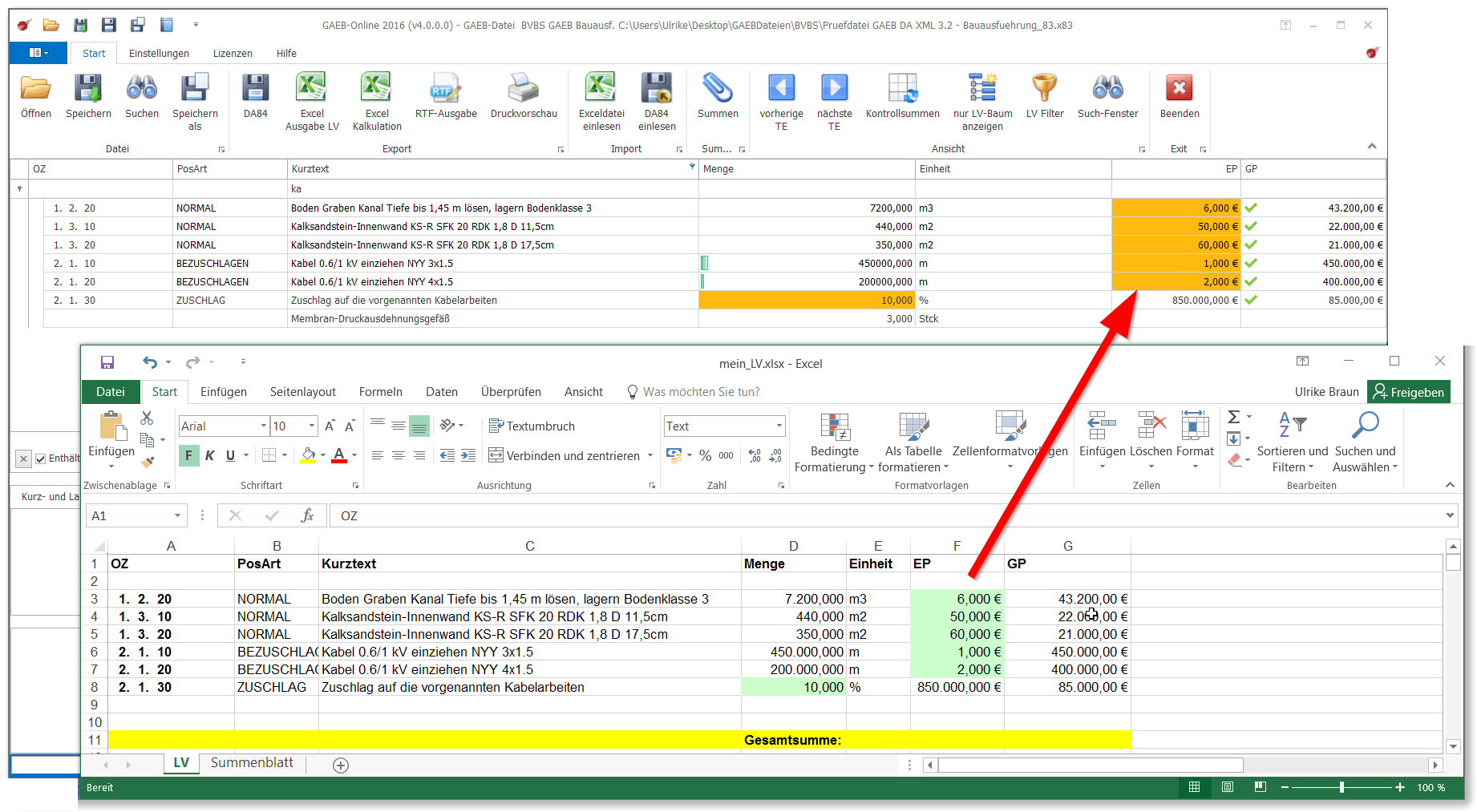 Import Preise aus Excel