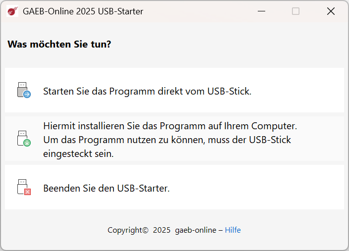GAEB-Online 2025 USB – Mit oder ohne Installation