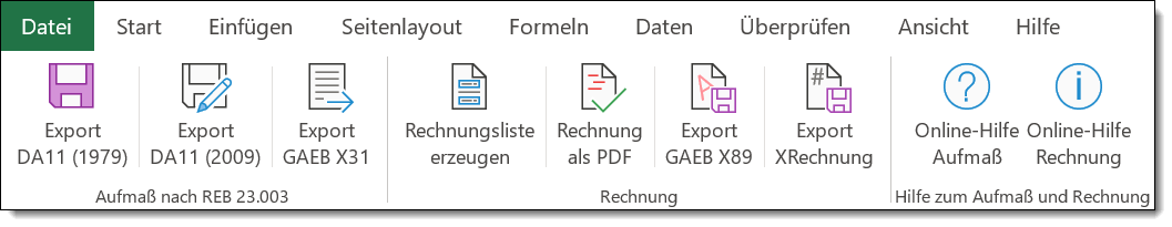 Excel-Aufmaß für GAEB-Online 2025: Export XRechnung