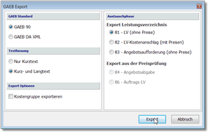 AVAPLAN® : Export GAEB LVs mit AVAPLAN® erstellen
